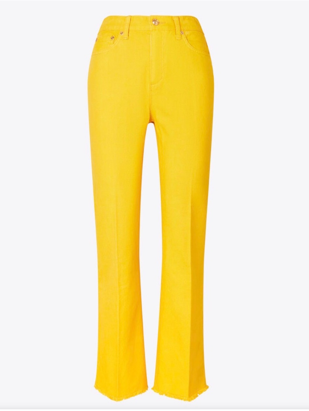 Tory Burch Golden Sunflower Yellow Raw Hem 100% Cotton Canvas Jeans (31)